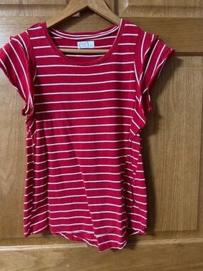 Maurice’s Red and White Striped Short Sleeve Tee